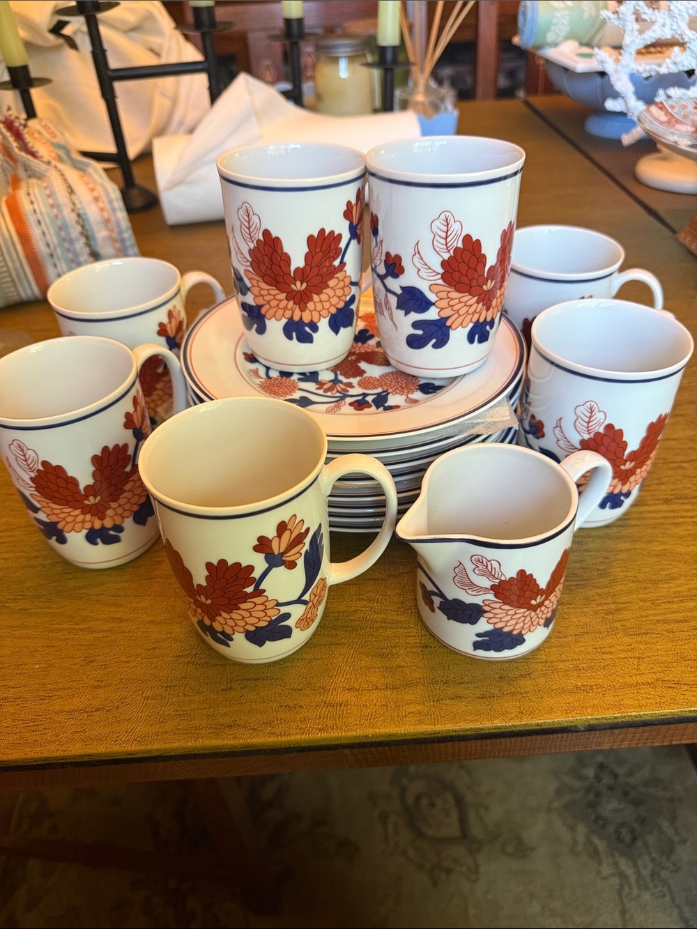 VTG Fitz and Floyd Mandarin Garden Fine Porcelain 16-Pc Dessert Set